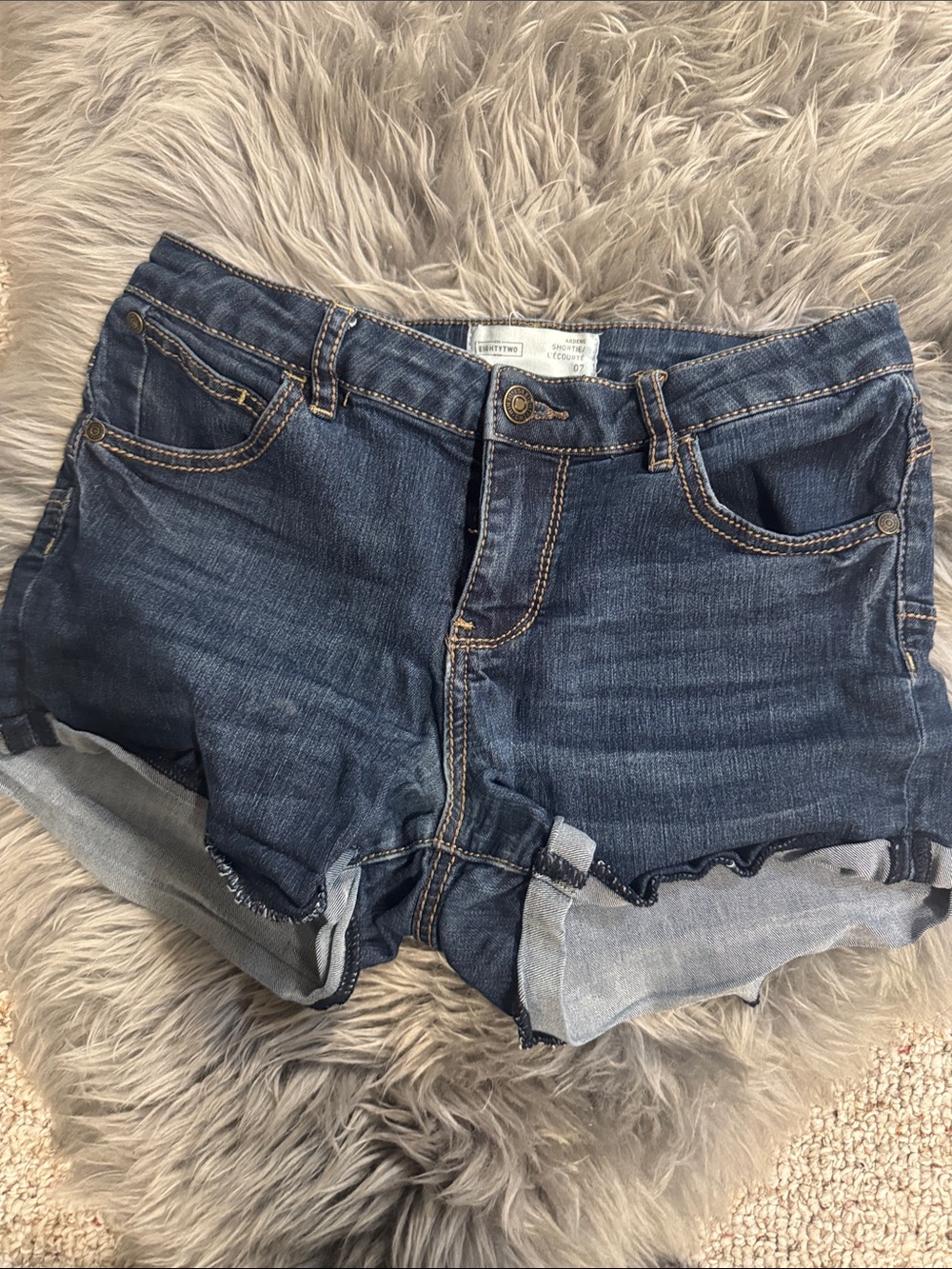 Denim Cuffed Women's Shorts - Dark Blue